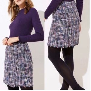 Ann Taylor LOFT Frayed Hem Tweed Faux Wrap Skirt